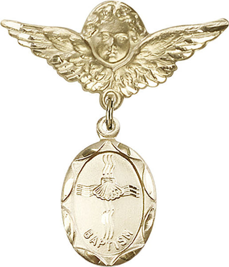 Baptism Charm and Angel with Larger Wings Badge Pin