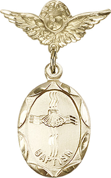 Baptism Charm and Angel with Smaller Wings Badge Pin