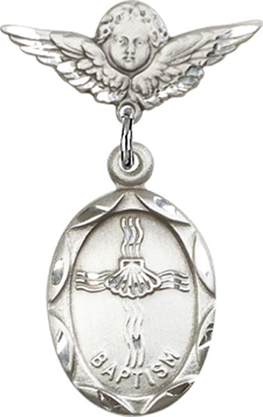 Baptism Charm and Angel with Smaller Wings Badge Pin
