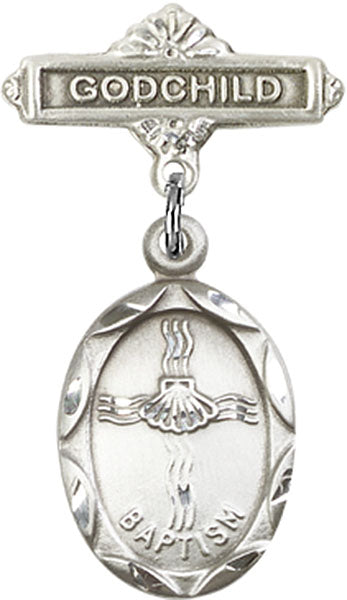 Baptism Charm and Godchild Badge Pin