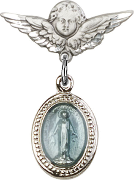Blue Miraculous Charm and Angel with Smaller Wings Badge Pin