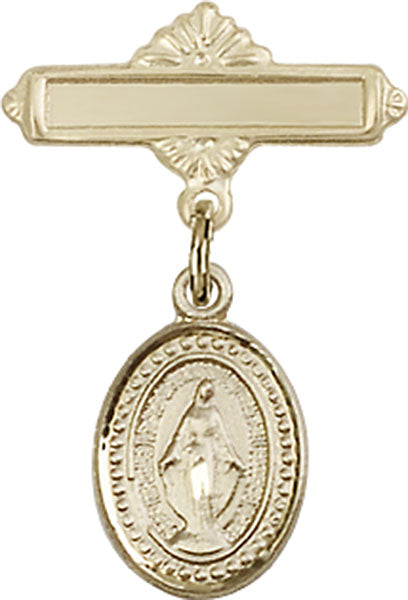 Miraculous Charm and Polished Engravable Badge Pin