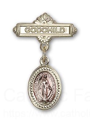 Pink Miraculous Charm and Godchild Badge Pin