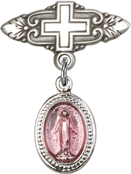 Pink Miraculous Charm and Badge Pin with Cross