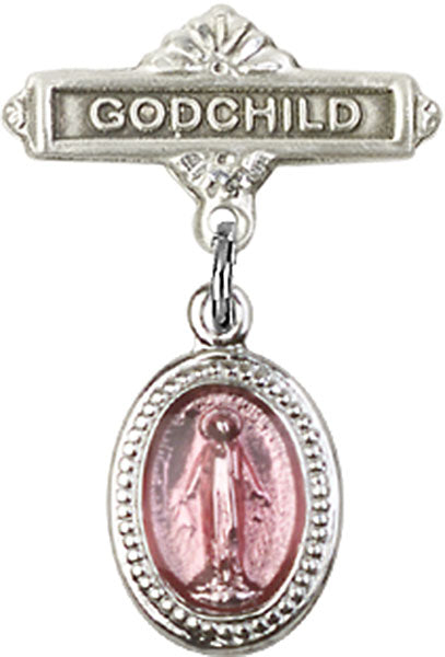 Pink Miraculous Charm and Godchild Badge Pin