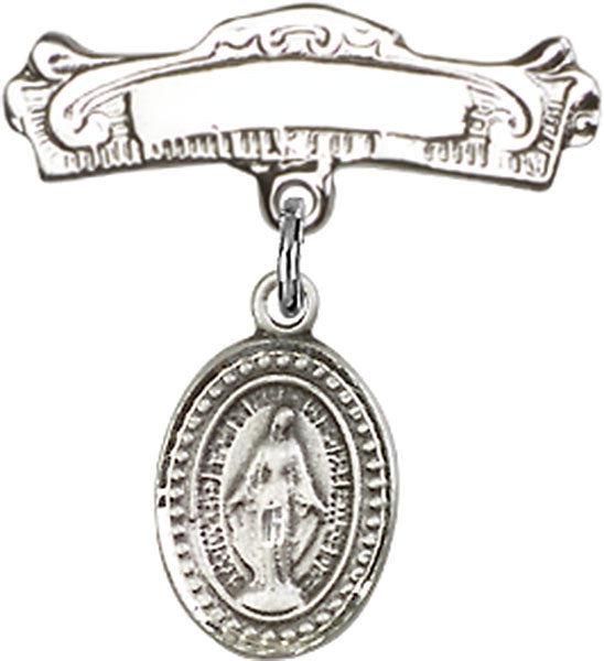 Miraculous Charm and Arched Polished Engravable Badge Pin