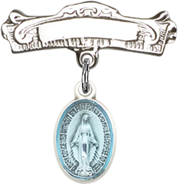 Miraculous Charm and Arched Polished Engravable Badge Pin