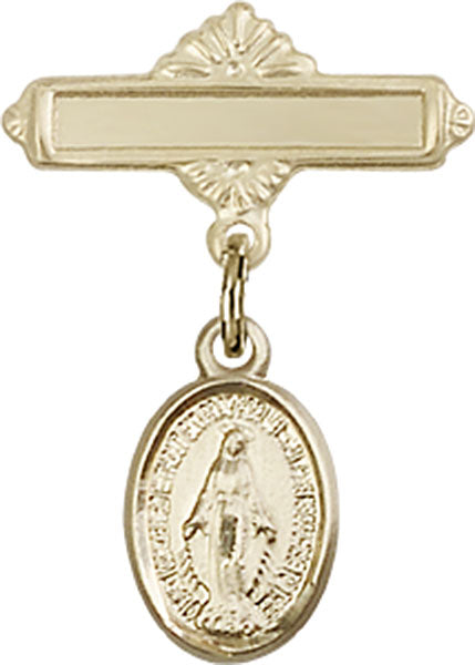 Miraculous Charm and Polished Engravable Badge Pin