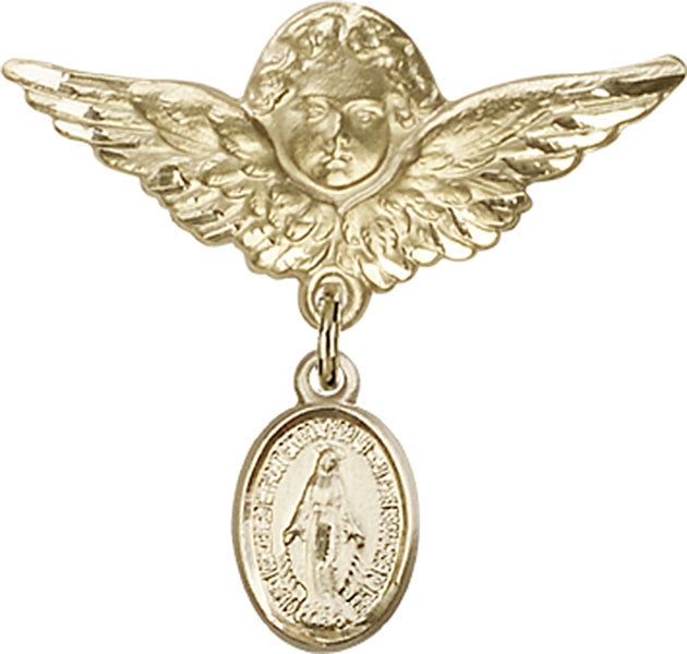 Miraculous Charm and Angel with Larger Wings Badge Pin
