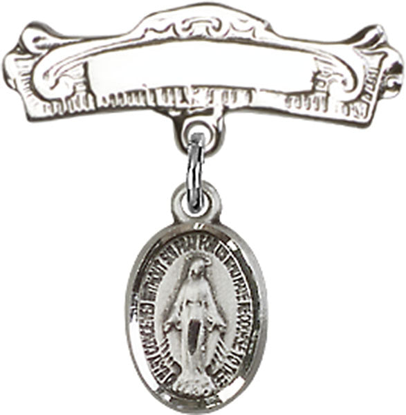 Miraculous Charm and Arched Polished Engravable Badge Pin