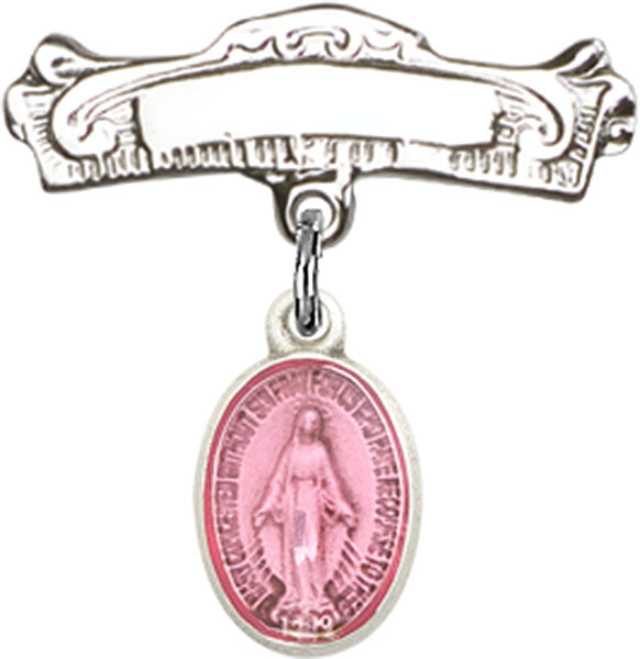 Miraculous Charm and Arched Polished Engravable Badge Pin