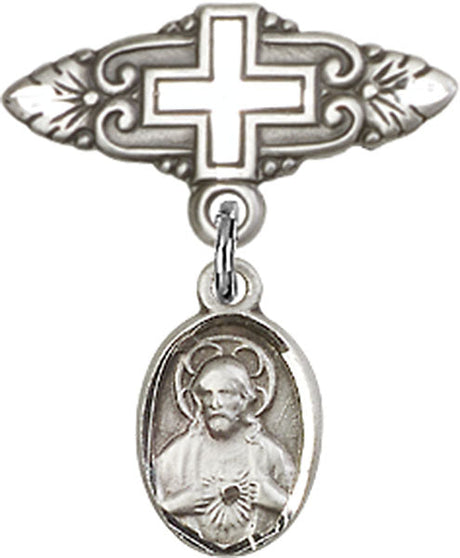 Scapular Charm and Badge Pin with Cross