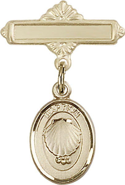 Baptism Charm and Polished Engravable Badge Pin