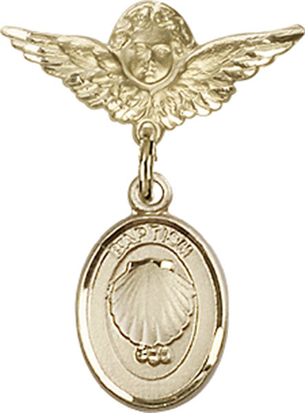 Baptism Charm and Angel with Smaller Wings Badge Pin