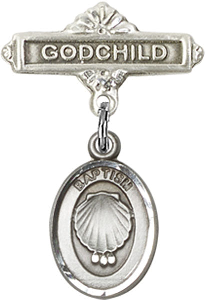 Baptism Charm and Godchild Badge Pin