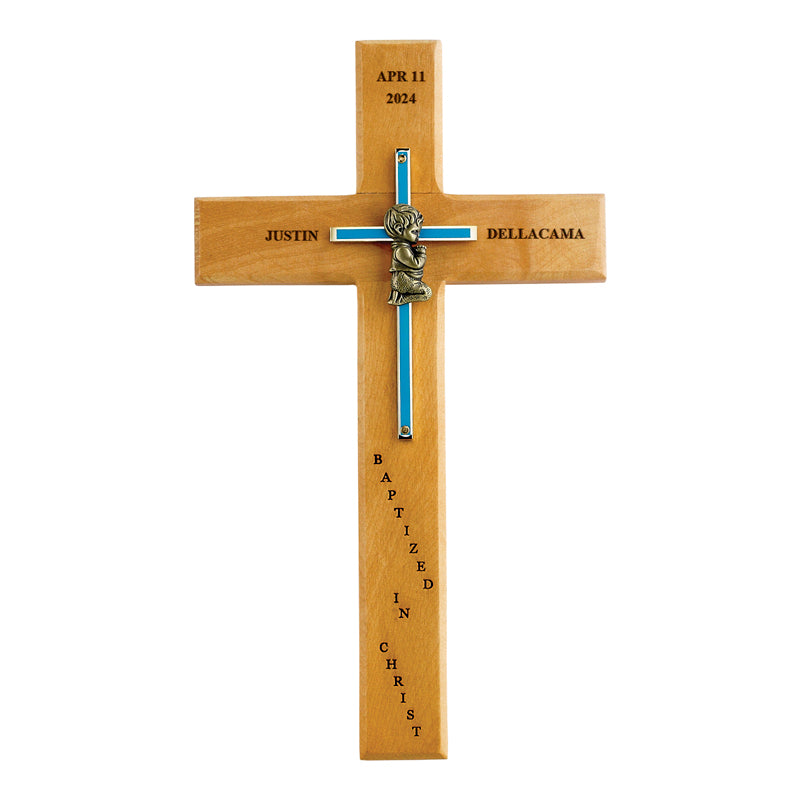 Baby Boy Baptism Wall Cross - 10 inch