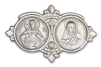 Sacred Heart of Jesus and Immaculate Heart of Mary Visor Clip