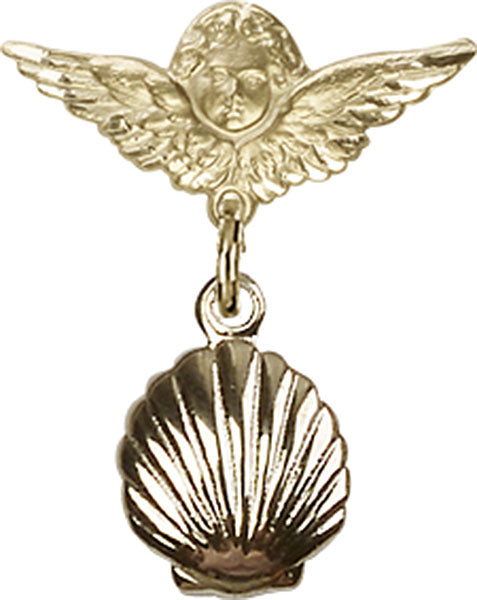 Shell Charm and Angel with Smaller Wings Badge Pin