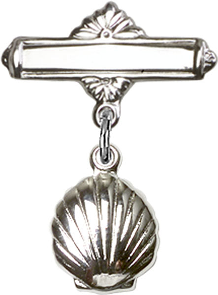 Shell Charm and Polished Engravable Badge Pin
