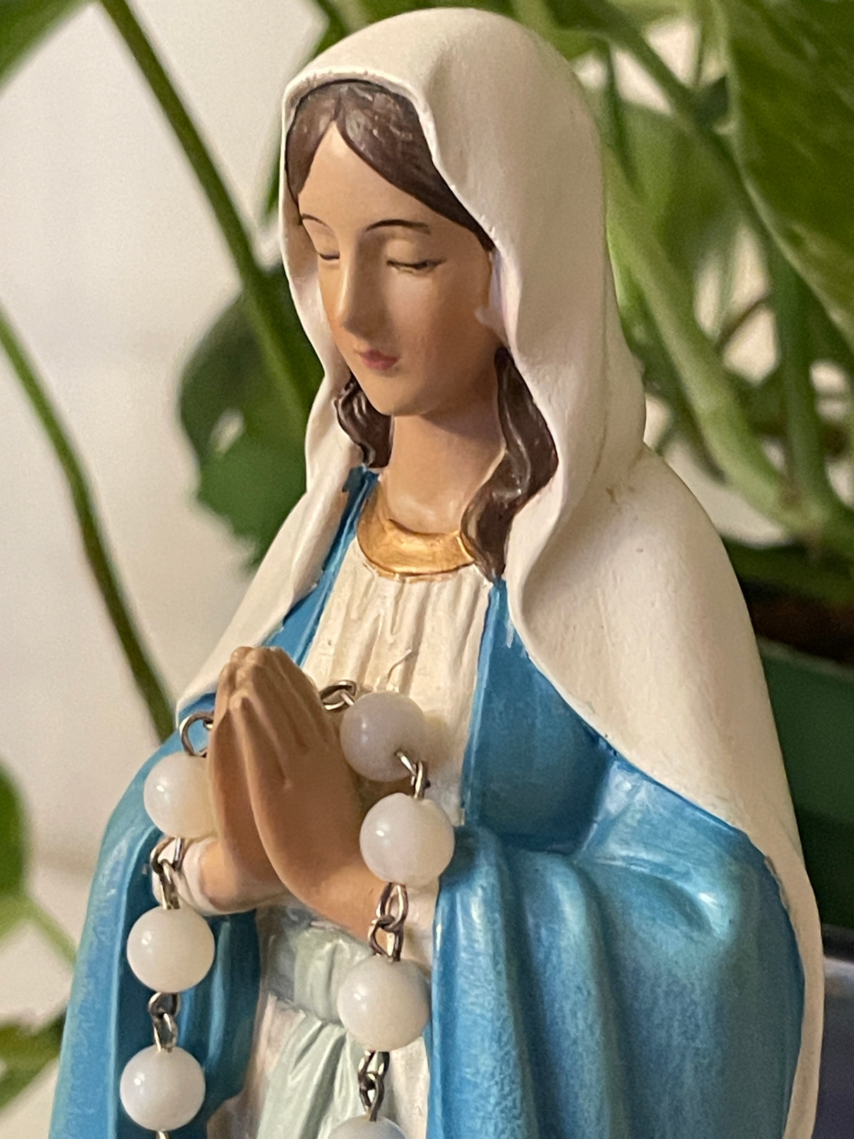 Madonna Rosary Holder Statue - 8" H