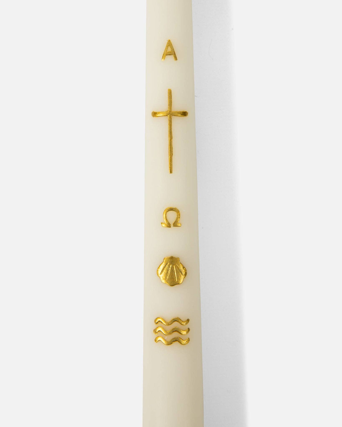 Alpha & Omega Baptism Candle, Gold Design, Soy & Beeswax