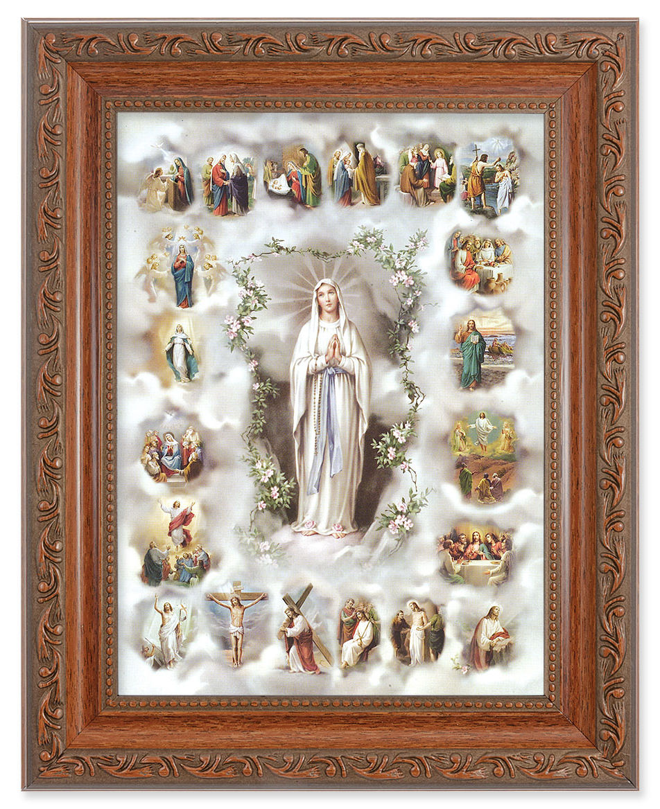 20 Mysteries of the Rosary 6x8 Print Under Glass