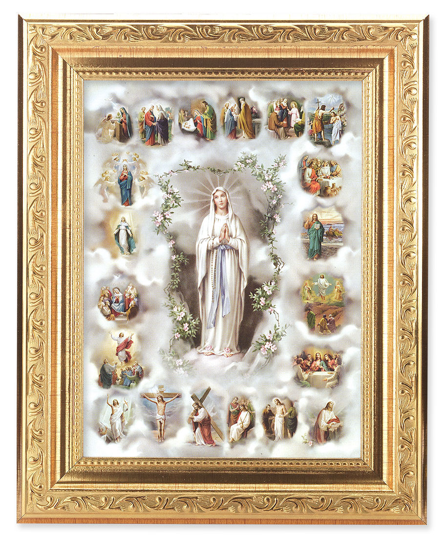 20 Mysteries of the Rosary 6x8 Print Under Glass