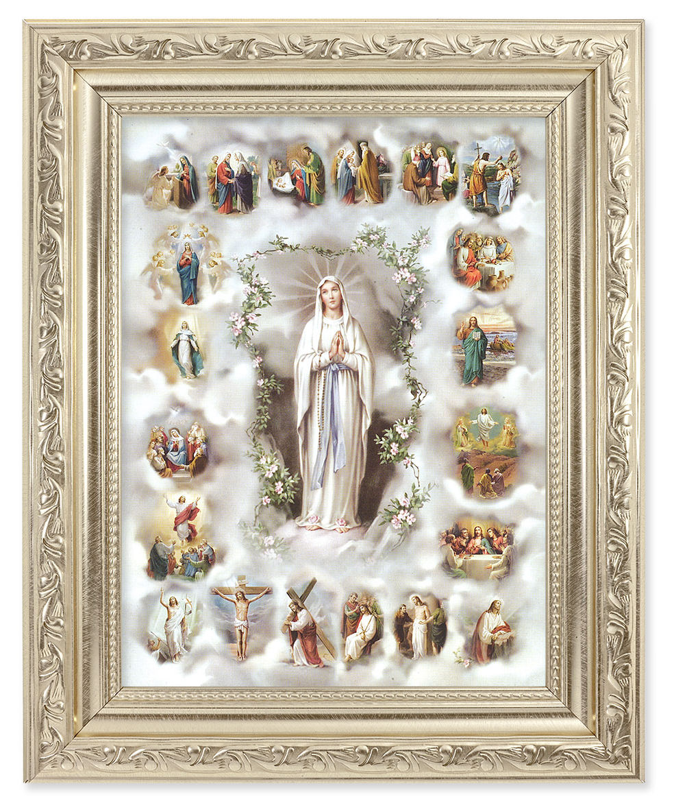 20 Mysteries of the Rosary 6x8 Print Under Glass