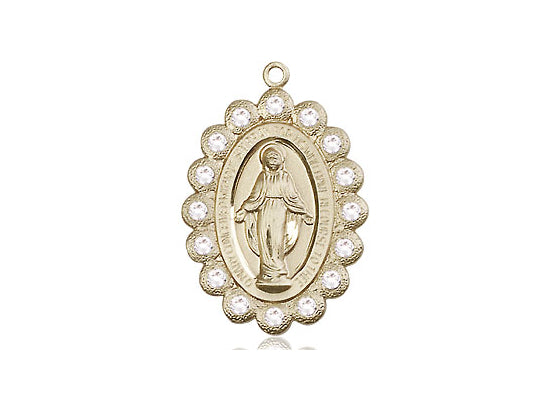 Miraculous Medal with Crystal Stone Border