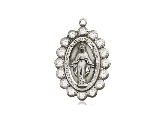 Miraculous Medal with Crystal Stone Border