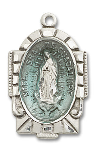Our Lady of Guadalupe Arch with Blue Center Pendant Spanish