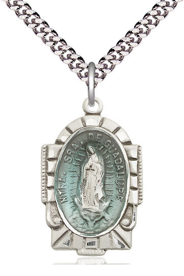 Our Lady of Guadalupe Arch with Blue Center Pendant Spanish