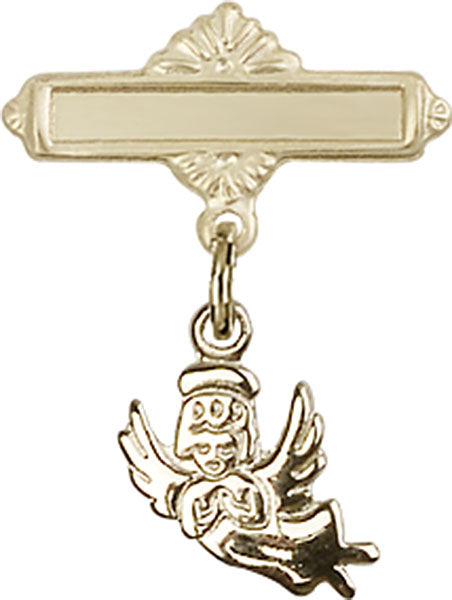 Guardian Angel Charm and Polished Engravable Badge Pin