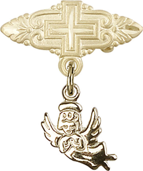 Guardian Angel Charm and Badge Pin with Cross