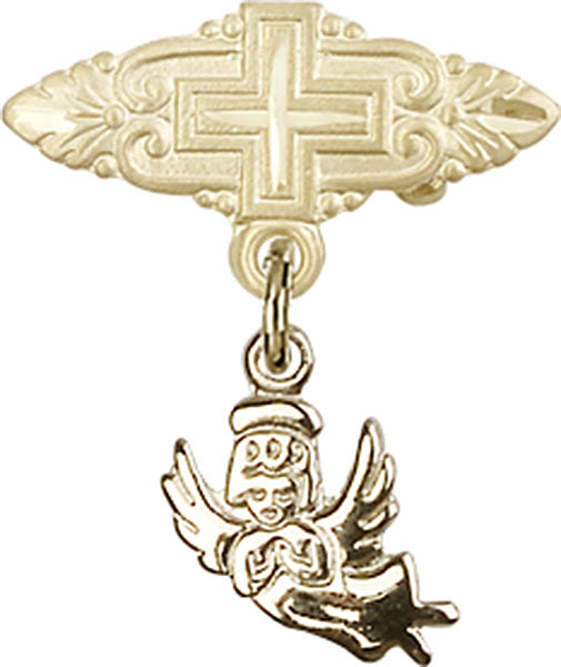 Guardian Angel Charm and Badge Pin with Cross