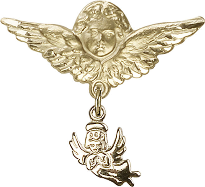 Guardian Angel Charm and Angel with Larger Wings Badge Pin