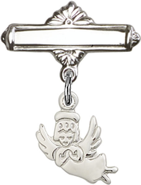Guardian Angel Charm and Polished Engravable Badge Pin