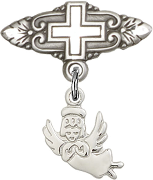 Guardian Angel Charm and Badge Pin with Cross