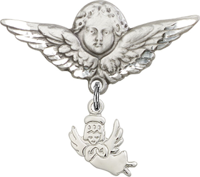 Guardian Angel Charm and Angel with Larger Wings Badge Pin
