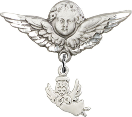Guardian Angel Charm and Angel with Larger Wings Badge Pin