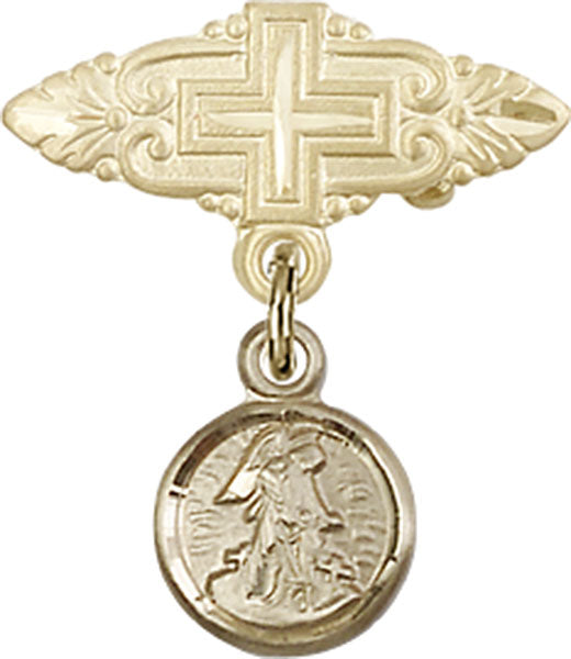 Guardian Angel Charm and Badge Pin with Cross