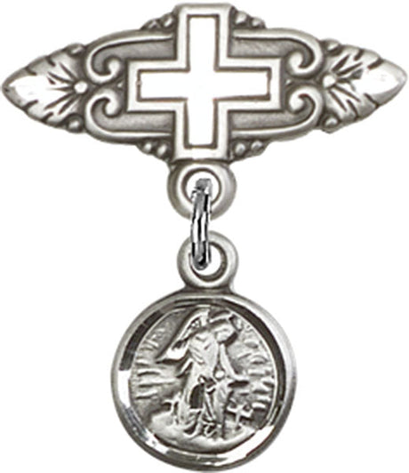 Guardian Angel Charm and Badge Pin with Cross