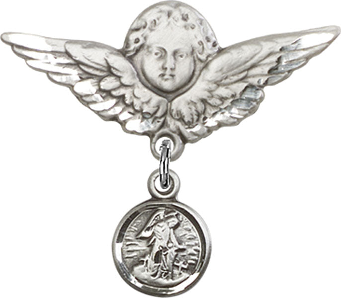 Guardian Angel Charm and Angel with Larger Wings Badge Pin