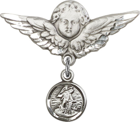 Guardian Angel Charm and Angel with Larger Wings Badge Pin