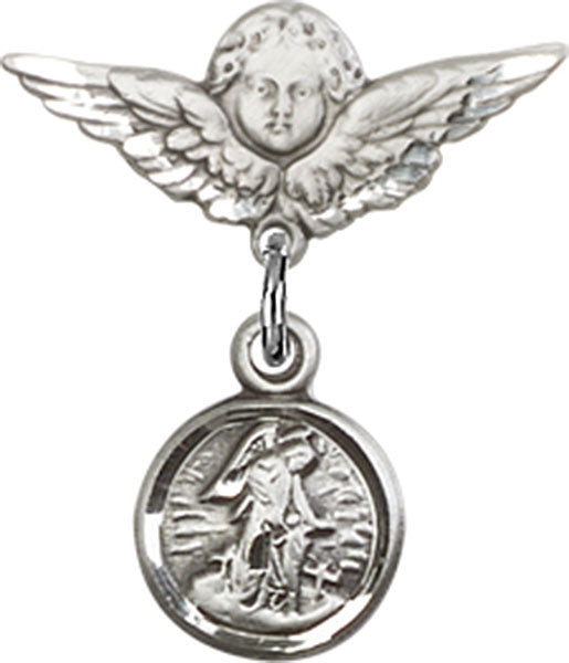 Guardian Angel Charm and Angel with Smaller Wings Badge Pin