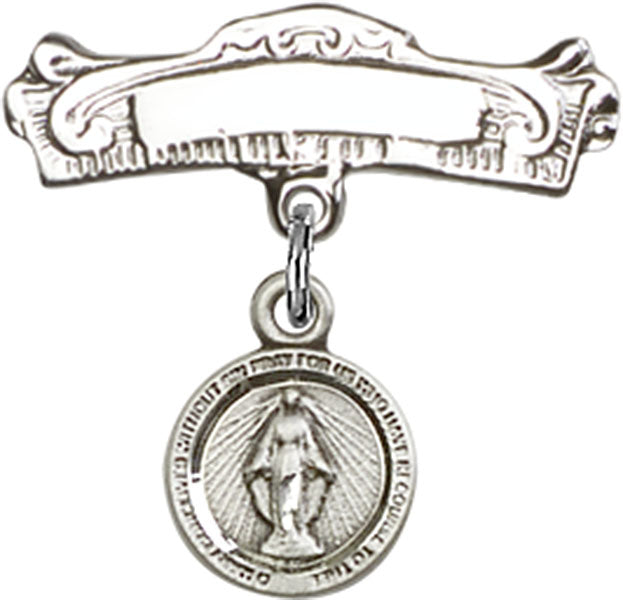 Miraculous Charm and Arched Polished Engravable Badge Pin