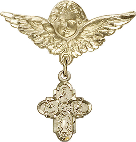 4-Way Charm and Angel with Larger Wings Badge Pin