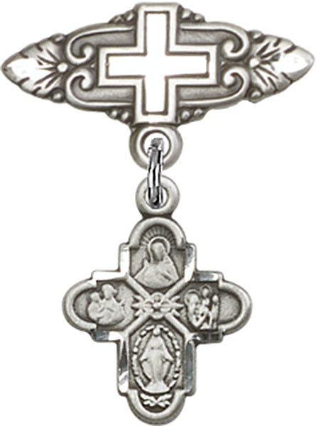 4-Way Charm and Badge Pin with Cross