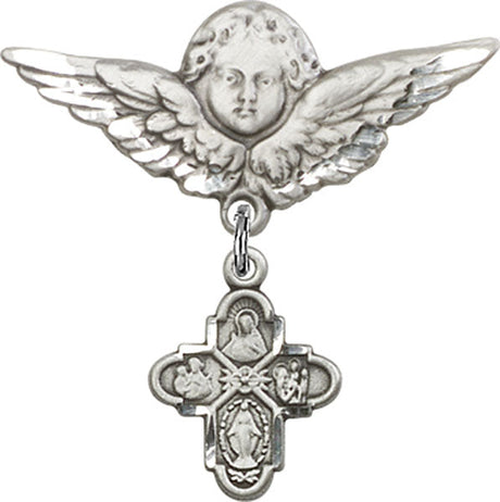 4-Way Charm and Angel with Larger Wings Badge Pin