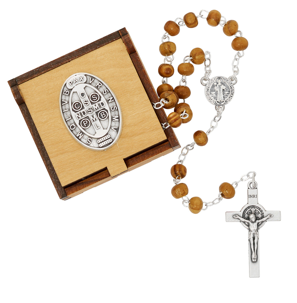 Olive Wood Rosary in Wooden Keepsake Box